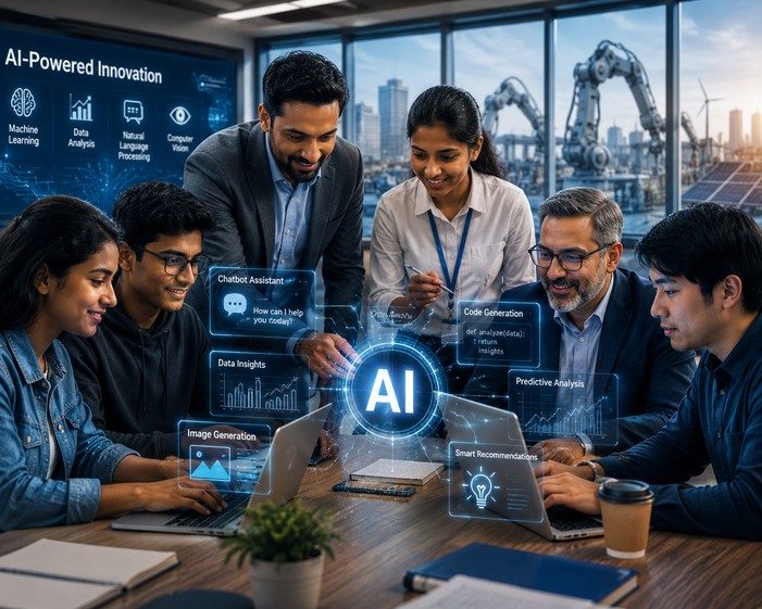 Vaibhava Tech team collaborating with AI-powered tools